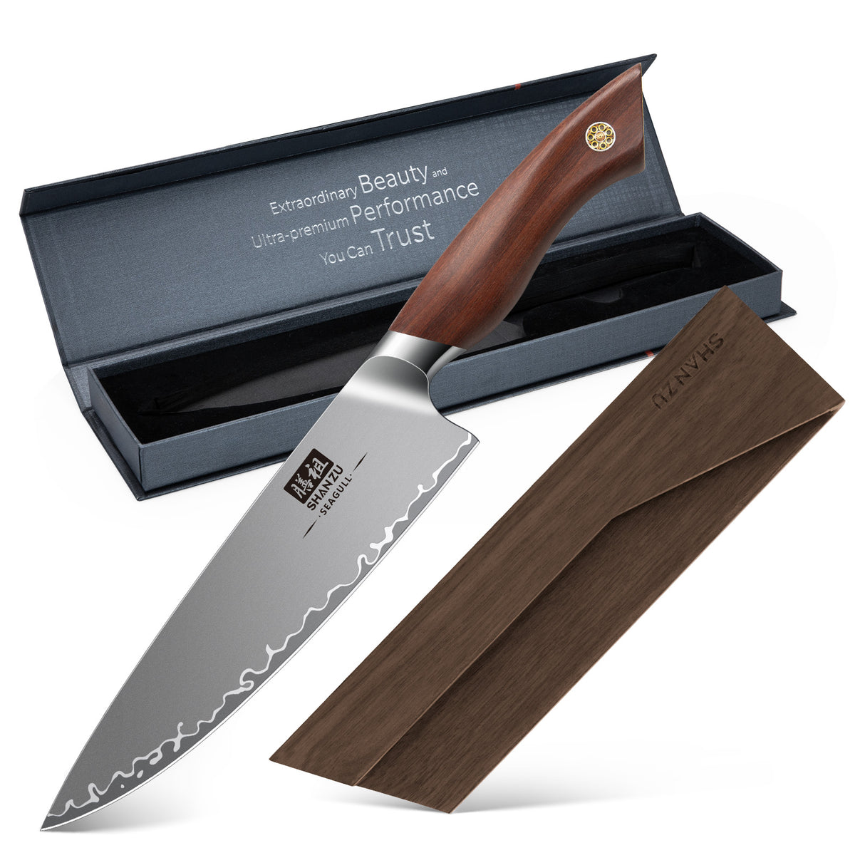 SeaGull Serie | S35VN Kochmesser 20,32 cm + magnetische Messerscheide
