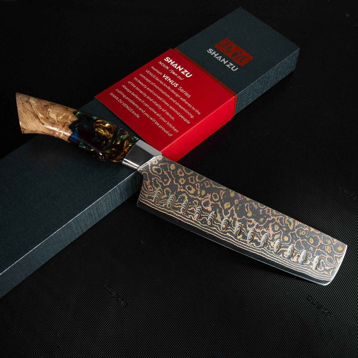 Venus Copper 7" Damascus Nakiri Knife