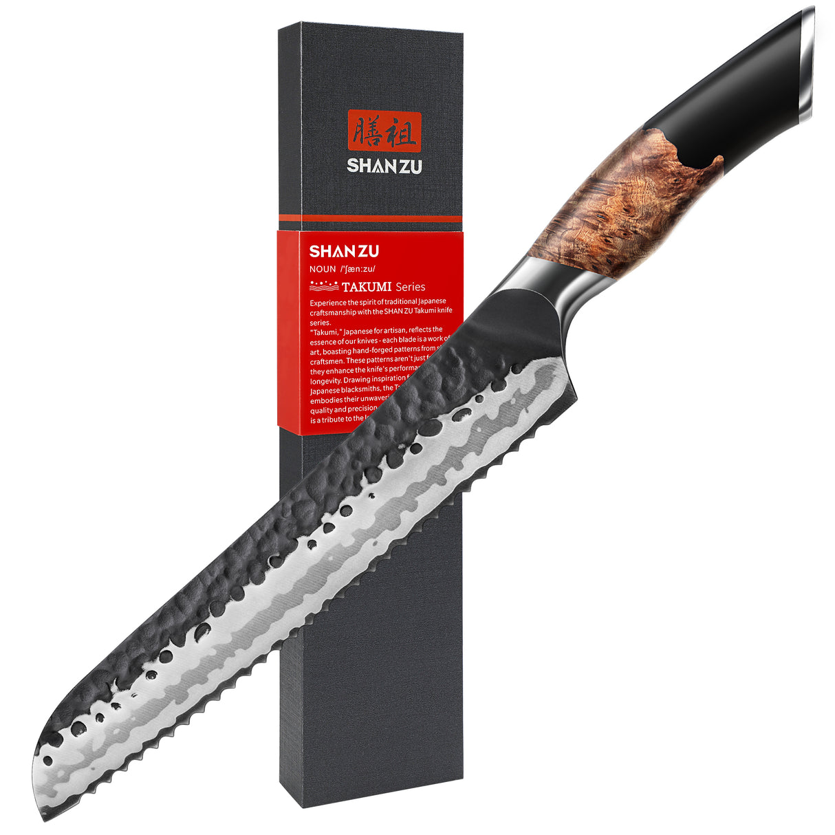 SHAN ZU Tengu Series |Professional Bread Knife with serrated edge+Magnetic Knife Sheath