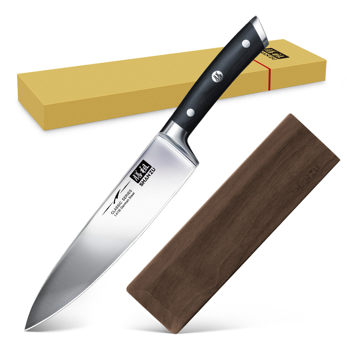 Classic 8" High Carbon Steel Chef Knife+Magnetic Knife Sheath