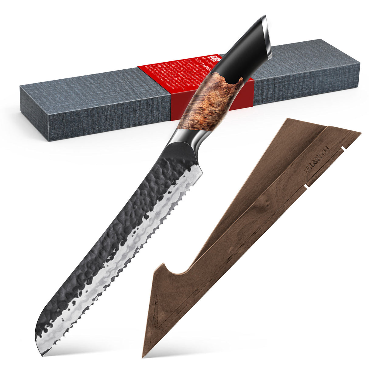 SHAN ZU Tengu Series |Professional Bread Knife with serrated edge+Magnetic Knife Sheath