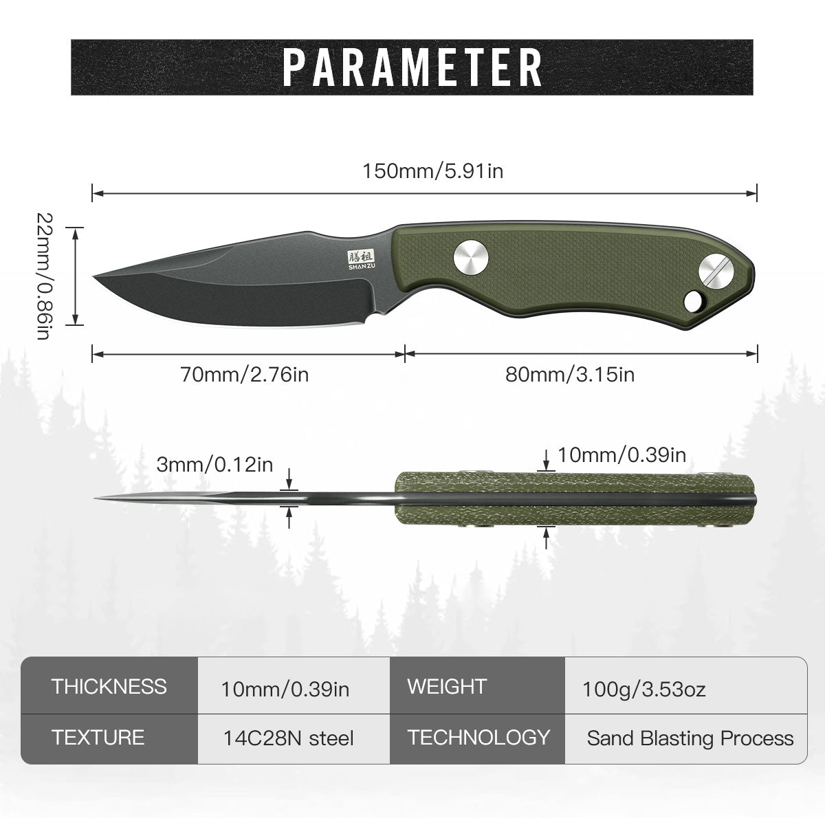 SHAN ZU ANCARES | Precision Fixed Blade Knife