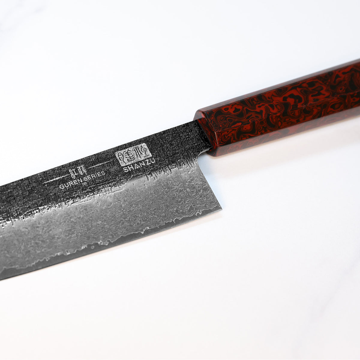 SHAN ZU GUREN | 8" Forged Black Damascus Chef Knife+Magnetic Knife Sheath