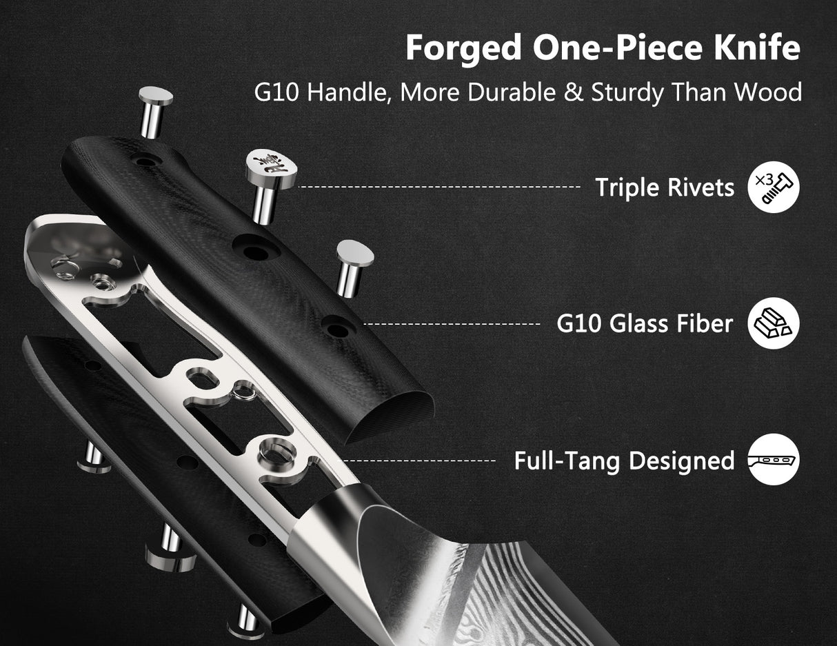 SHAN ZU PRO Series 7PCS Steak Knife, Damascus Steak Knife Set with Block