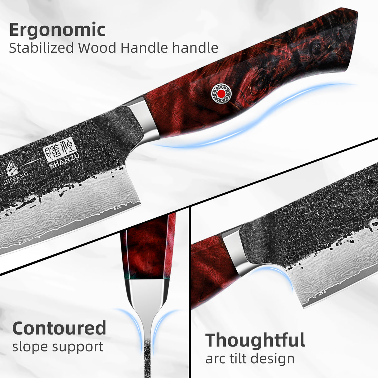 INFERNO Series | 8" Forged Black Damascus Chef Knife