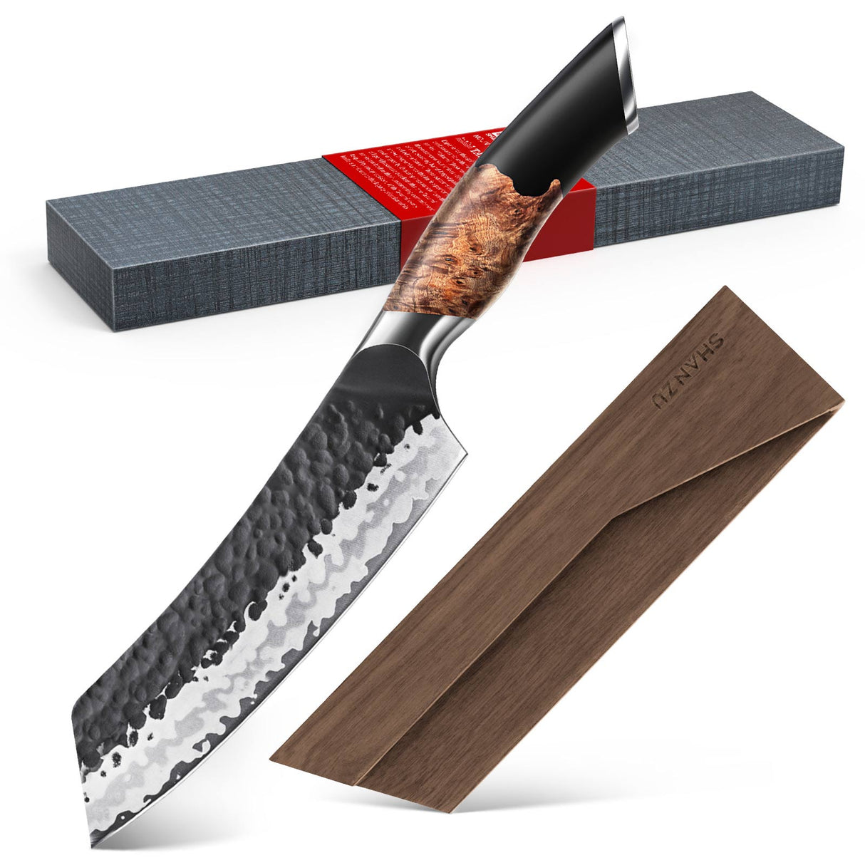 Tengu 7" Japanese Santoku Knife+ Magnetic Knife Sheath