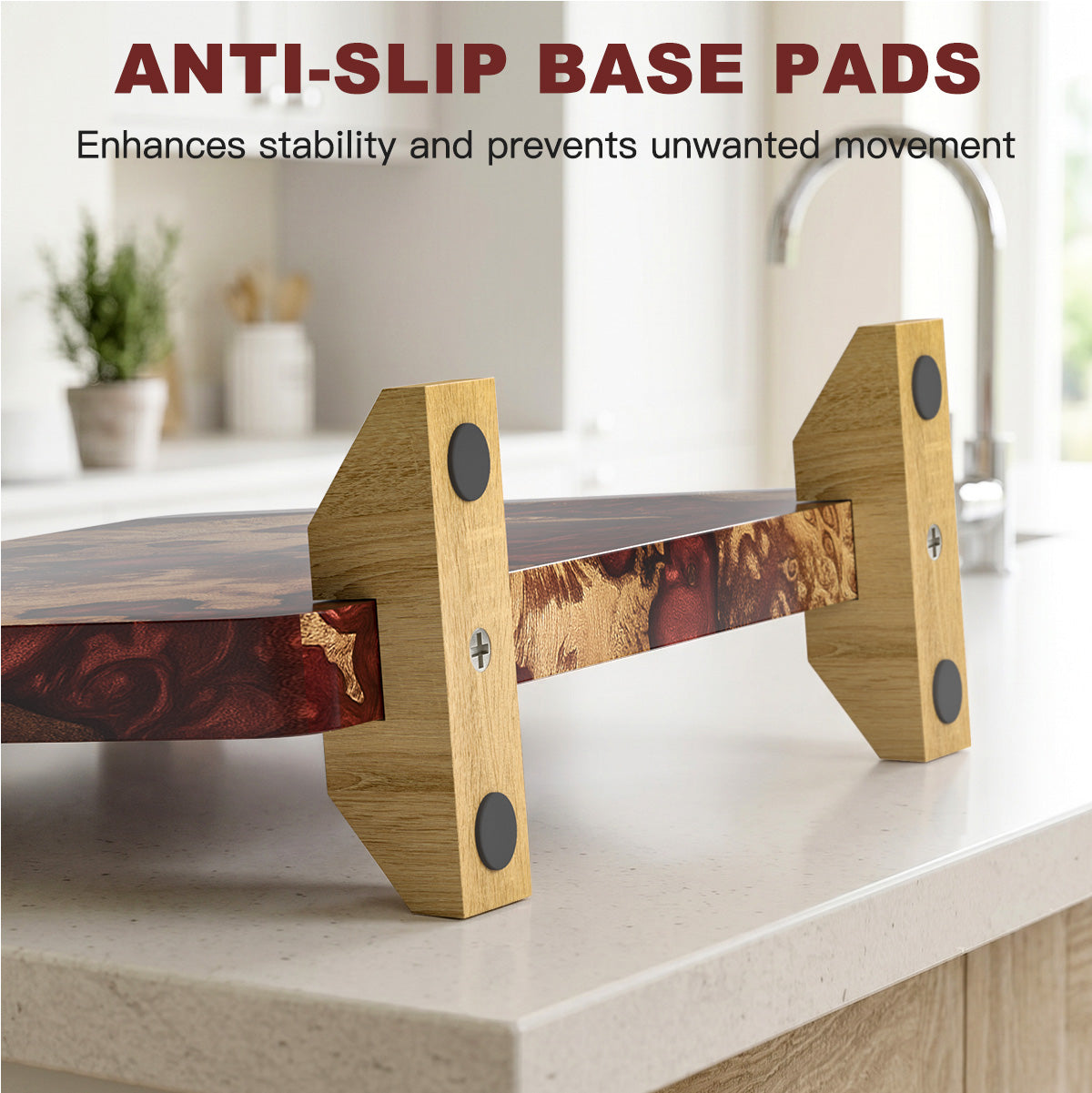 White Tiger Series | Double-Sided Magnetic Knife Block - Red Stabilized Wood Edition