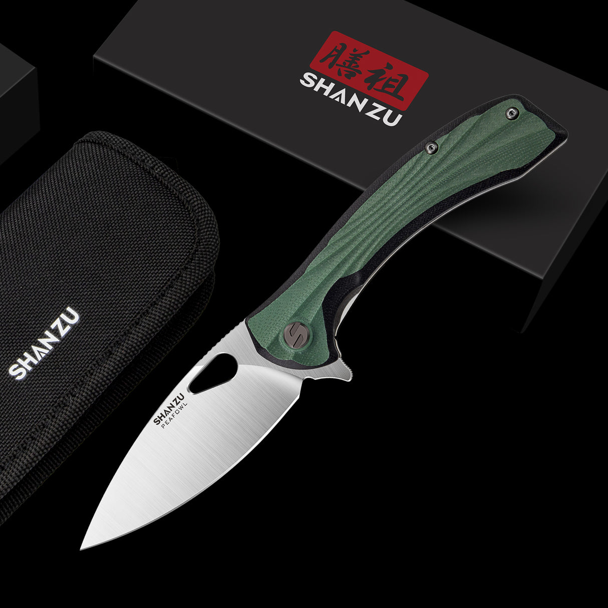 SHAN ZU Pocket Knife 3.2 in, Powder Steel Blade EDC Folding Knife for Men & Women, Utility Survival Knife with G10 Handle & Pocket Clip for Camping Fishing Hiking Hunting - Green