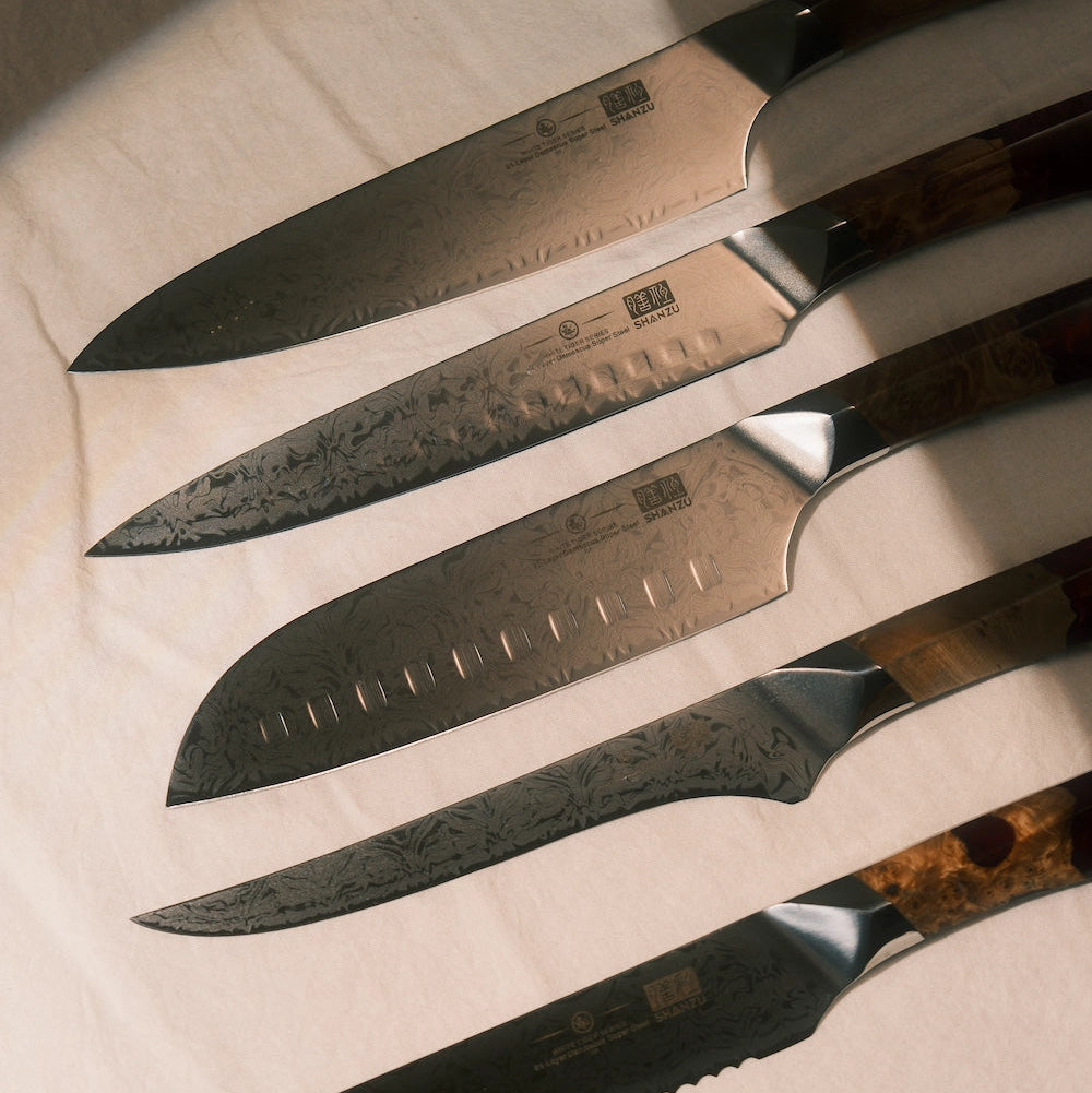 SHAN ZU WHITE TIGER | 5-Piece SG2 Kitchen Knife Set + Magnetic Knife Block