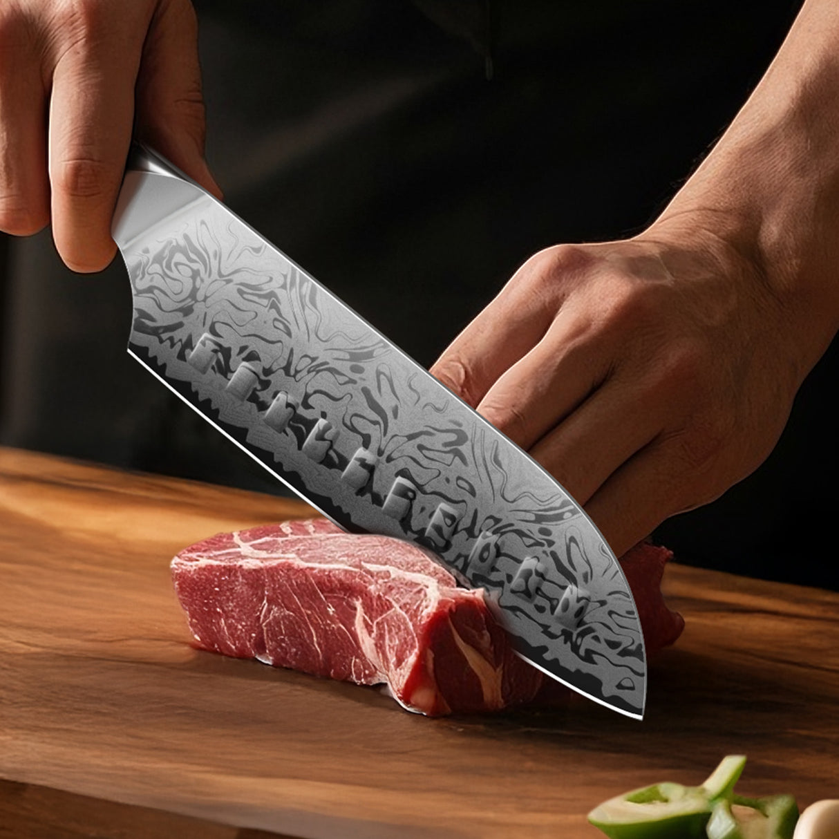 White Tiger Series | SHAN ZU Damask Santoku Knife+Magnetic Knife Sheath