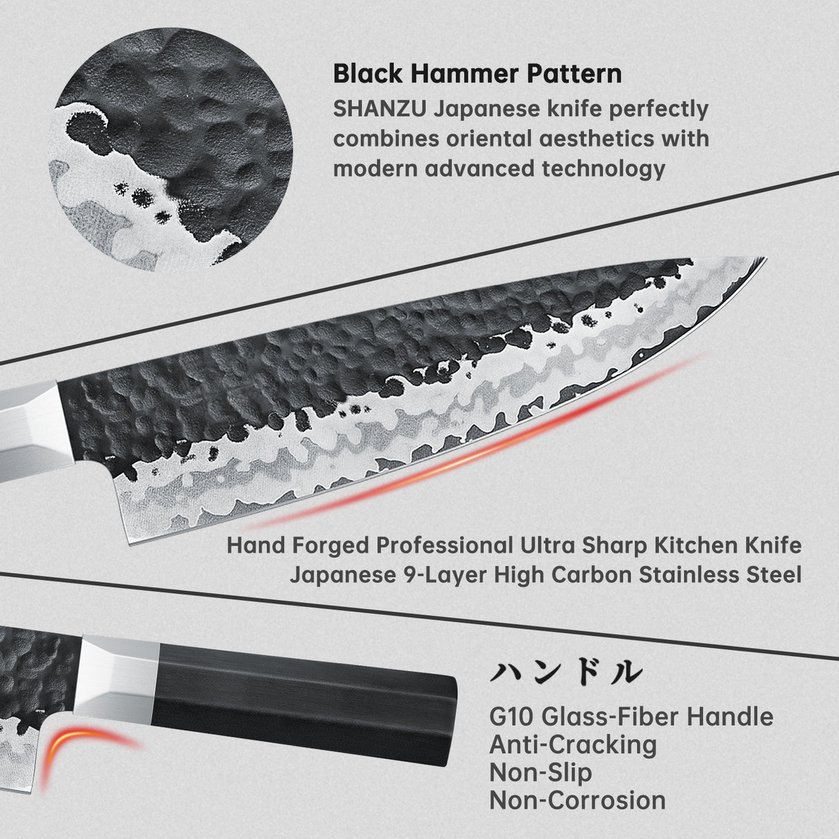 SHAN ZU TAKUMI | 7-Piece Knife Block Set ( G10 Handle) + Heavy-Duty Kitchen Scissors