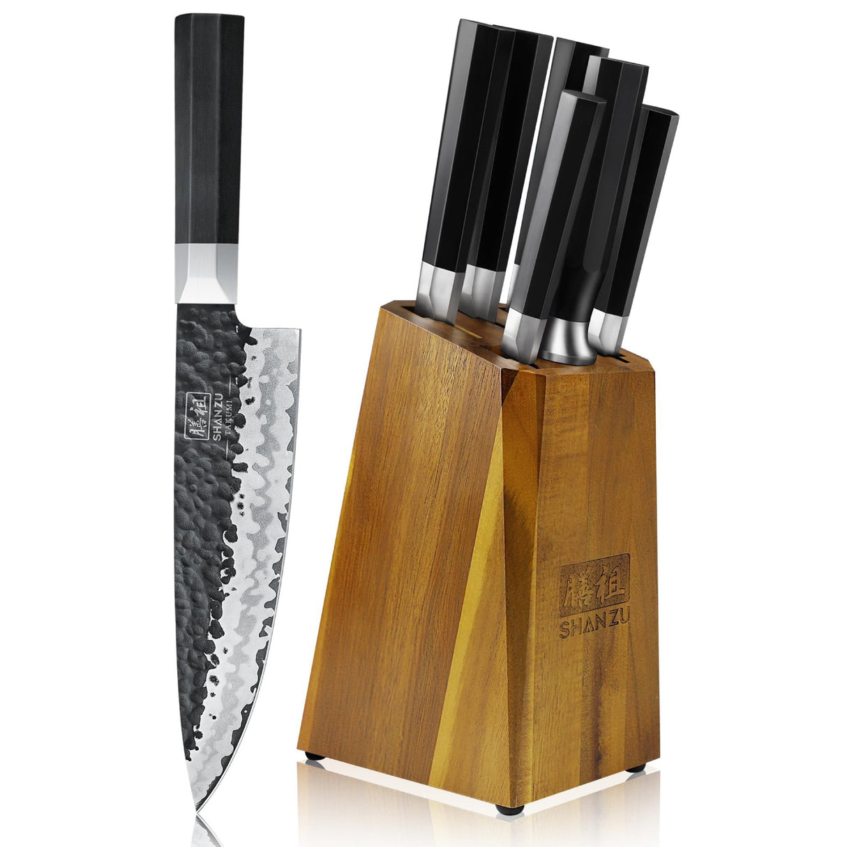 Takumi Series 7-Piece Knife Block Set, Japanese Steel Knife Core, G10 Fiberglass Handle
