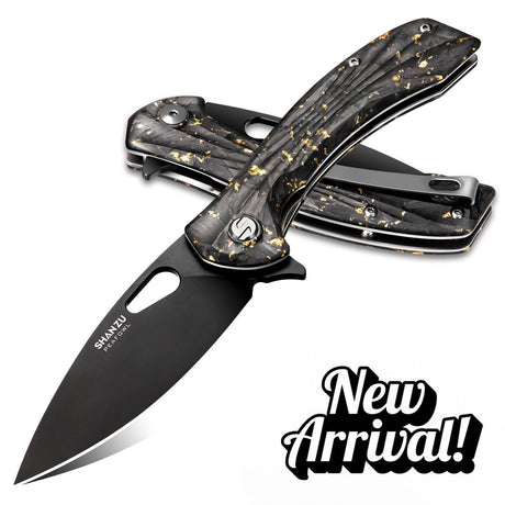 Golden Peafowl | Liner Lock Knife | 7.80” ZDF905 Blade & Clear Resin Handle
