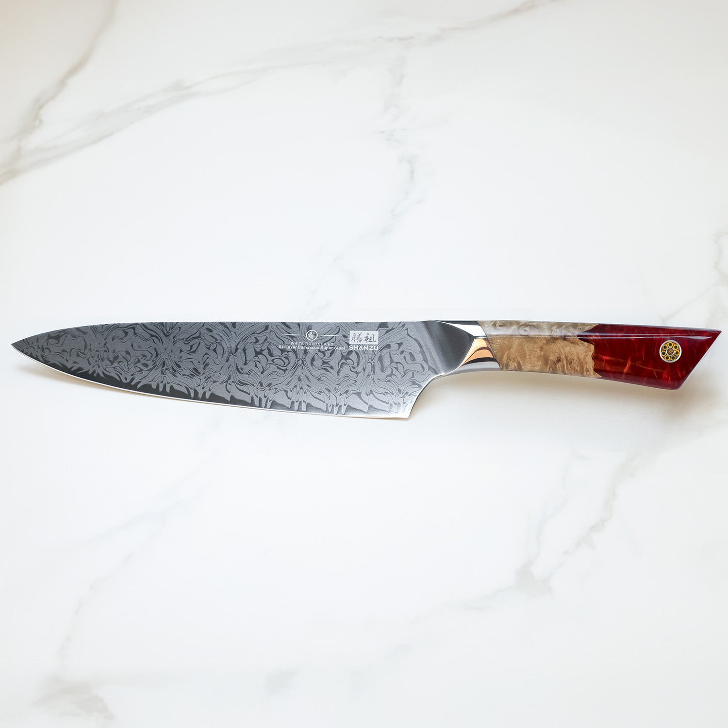 SHAN ZU WHITE TIGER | SG2 Damascus Chef Knife + Magnetic Knife