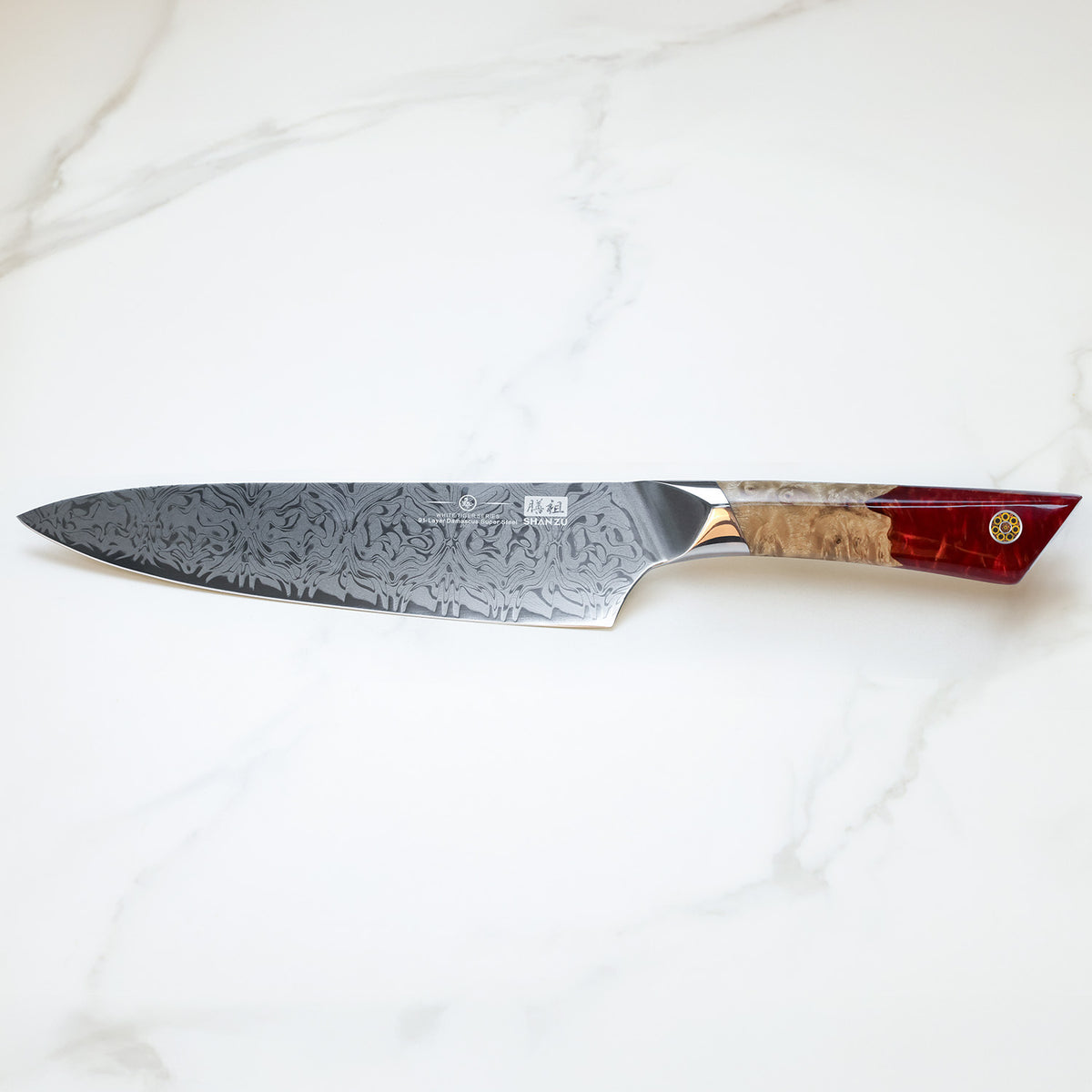 SHAN ZU WHITE TIGER | SG2 Damascus Chef Knife + Magnetic Knife Sheath