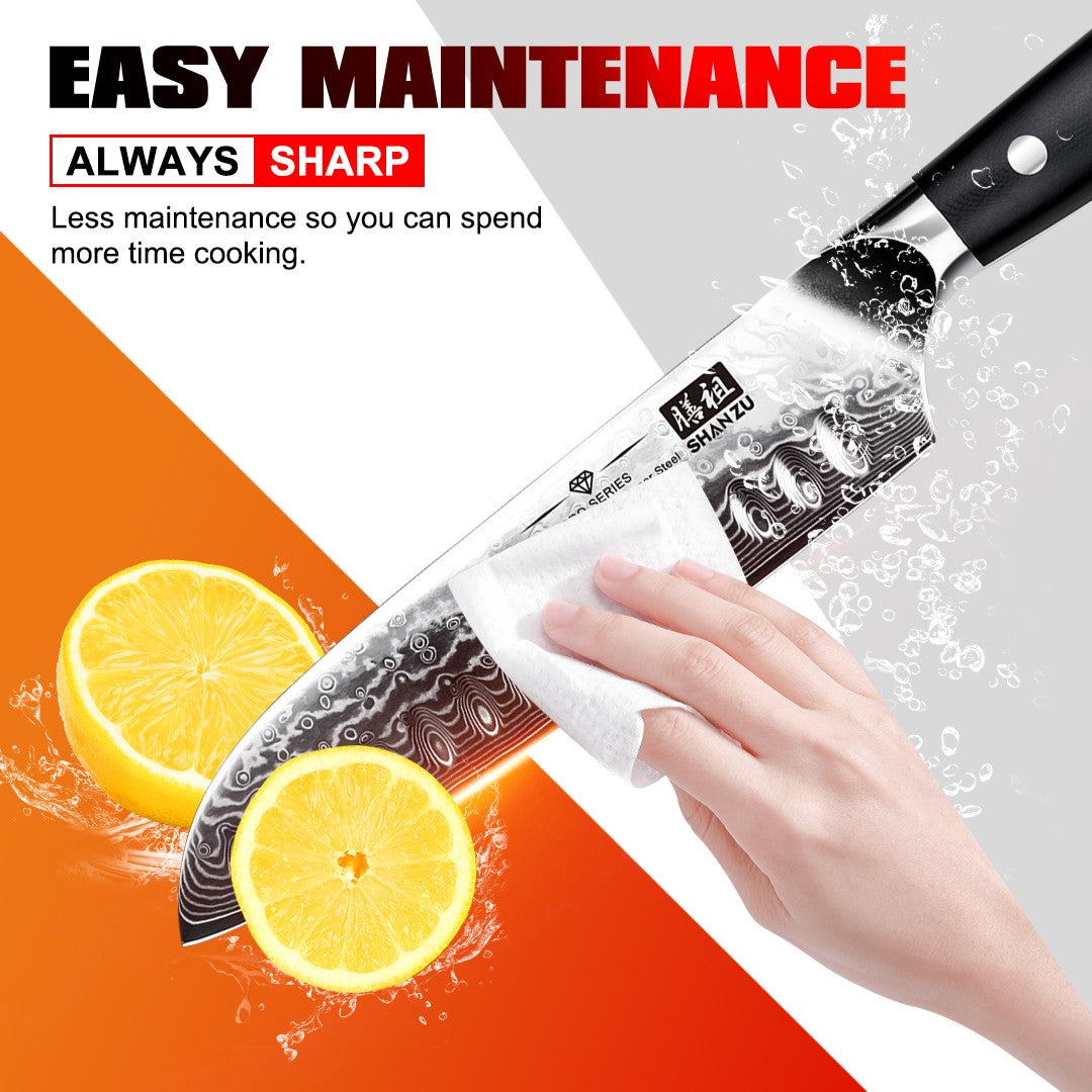 Pro Series Damascus Santoku Knife | SHAN ZU Knvies