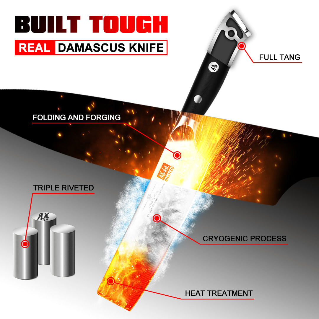 Pro Series Damascus Nakiri Knife | SHAN ZU Knvies