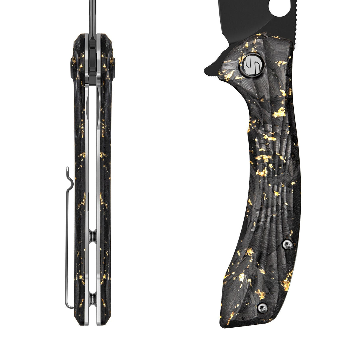 Golden Peafowl | Liner Lock Knife | 7.80” ZDF905 Blade & Clear Resin Handle