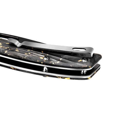Golden Peafowl | Liner Lock Knife | 7.80” ZDF905 Blade & Clear Resin Handle