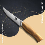 Razor-Sharp Steak Knife Set of 6 with Olive Wood Handle| Gift Box Dinner Knives