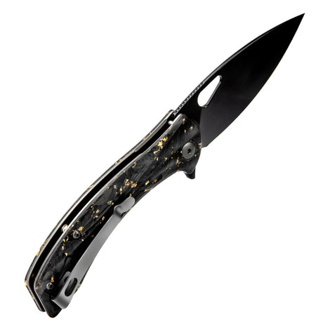 Golden Peafowl | Liner Lock Knife | 7.80” ZDF905 Blade & Clear Resin Handle