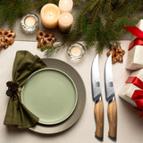Razor-Sharp Steak Knife Set of 6 with Olive Wood Handle| Gift Box Dinner Knives