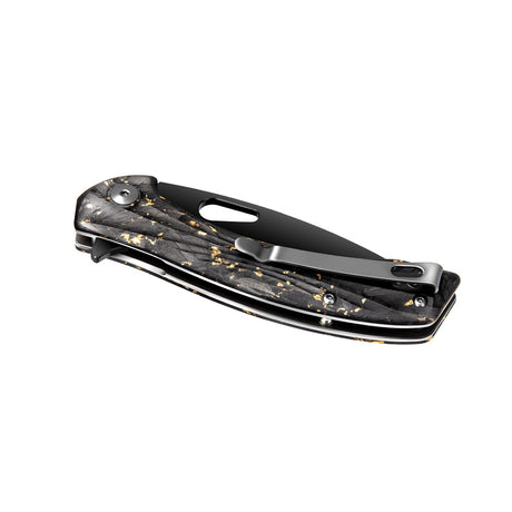 Golden Peafowl | Liner Lock Knife | 7.80” ZDF905 Blade & Clear Resin Handle