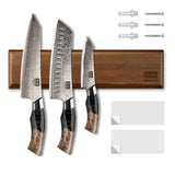 SHAN ZU Venus Series | 3-Piece Copper-Damascus Knife Set + 12" Magnetic Knife Holder