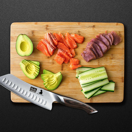 SHAN ZU 7” High Carbon Japanese Culinary Santoku Knife | Best Budget Chef Knife with a Comfortable Grip 