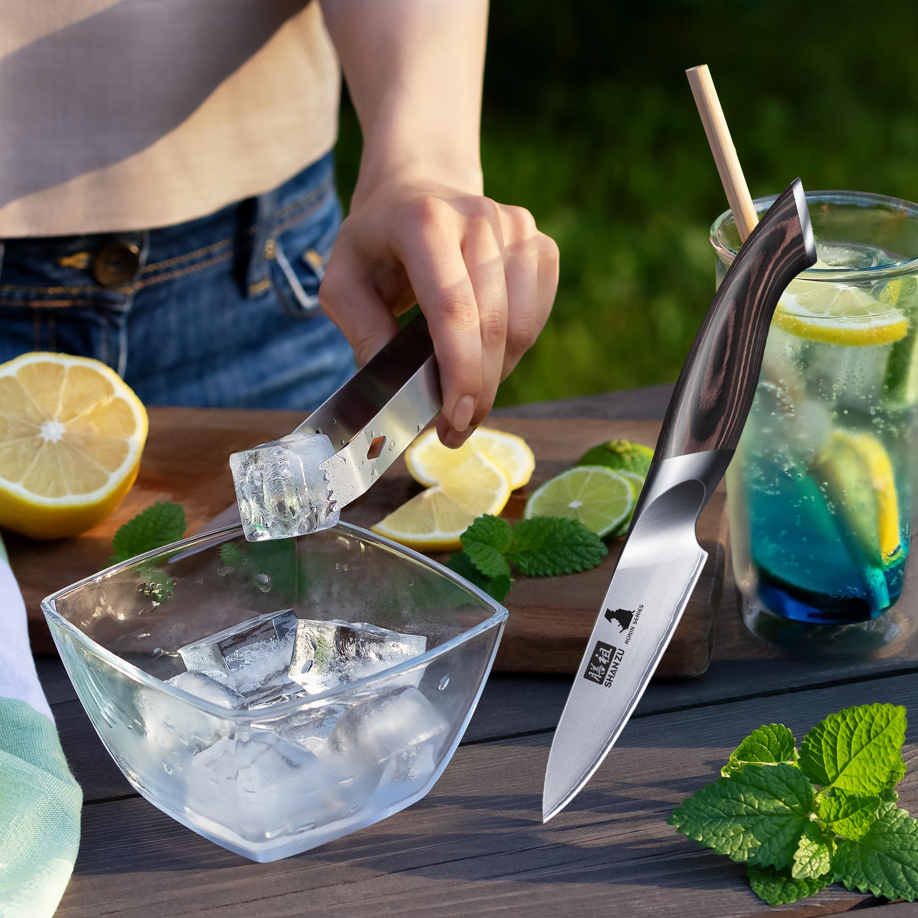 SHAN ZU 6-PCS Japanese High Carbon Stainless Steel Kitchen Knife Set | Chef Knife Set with Magnetic Knife Holder