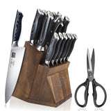 Genbu 16-PCS Kitchen Knife Set With Block+Kitchen Scissors