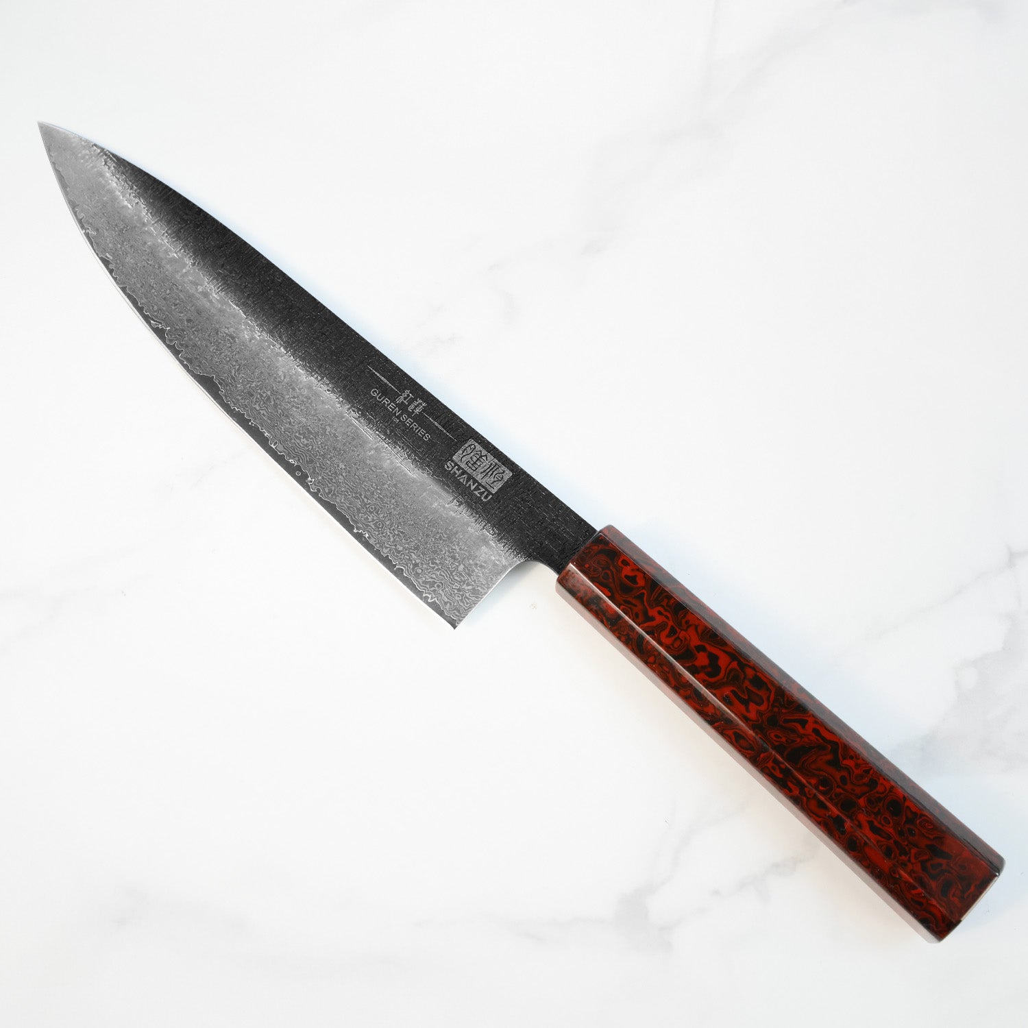 SHAN ZU GUREN | 8" Forged Black Damascus Chef Knife+Magnetic Knife Sheath
