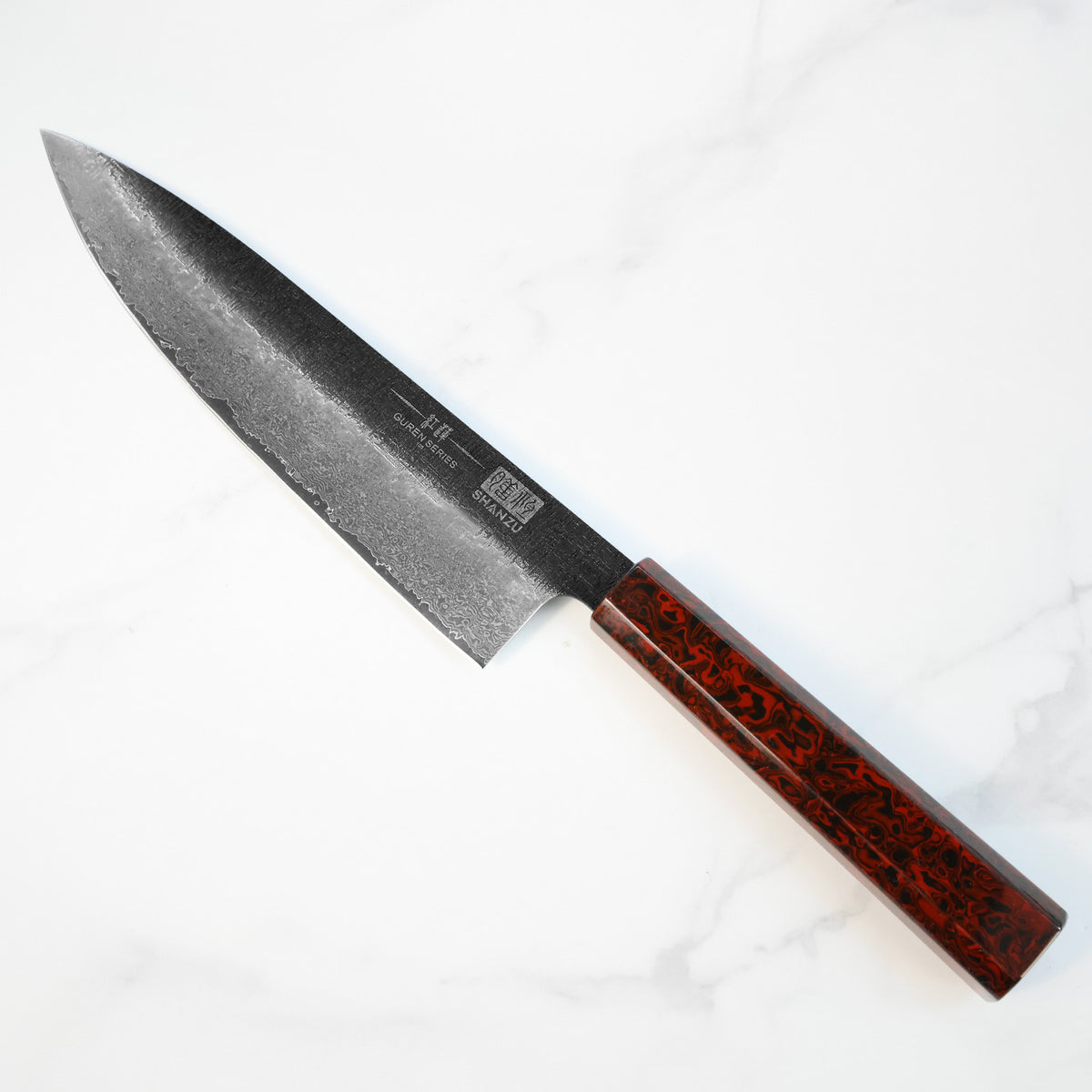 SHAN ZU GUREN | 8" Forged Black Damascus Chef Knife+Magnetic Knife Sheath