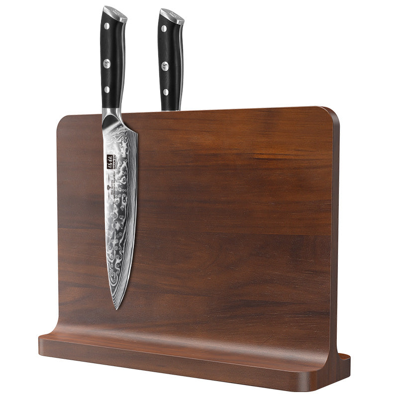 SHAN ZU | Double-Sided Magnetic Knife Block (Natural Acacia Wood)