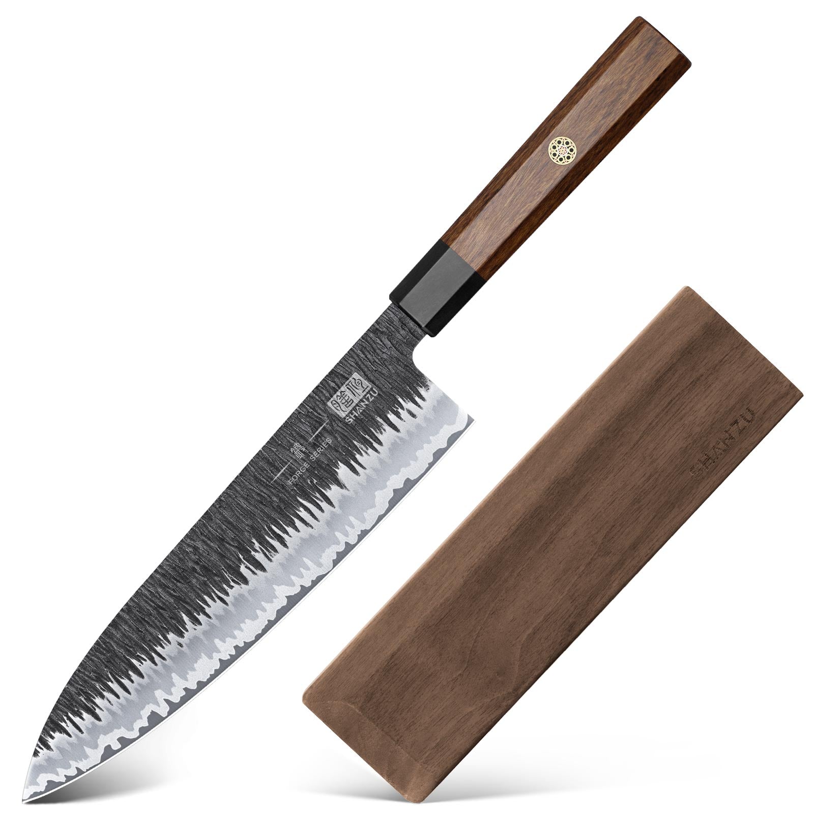 Forge Series | 8" Forged Black Damascus Chef Knife+Magnetic Knife Sheath