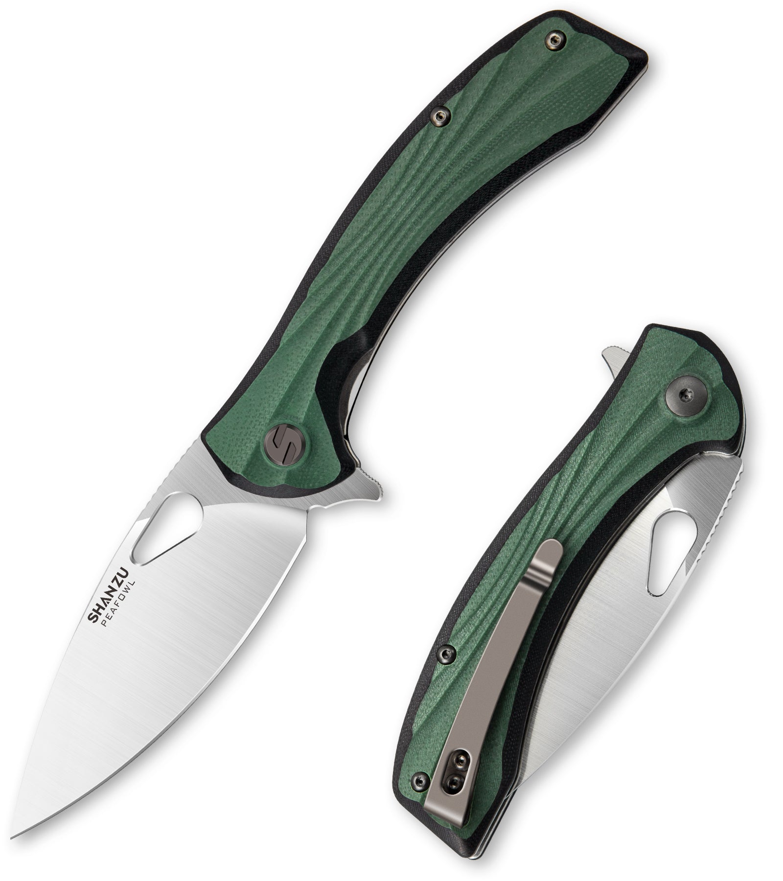 SHAN ZU Taschenmesser 8,1 cm, Pulverschichtstahl-Klinge EDC Klappmesser für Männer & Frauen, Universalmesser Survival-Messer mit G10 Griff & Taschenclip für Camping, Angeln, Wandern, Jagen – Grün