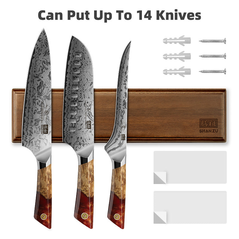 White Tiger Series |  3-Piece Japanese Steel Set + 12" Magnetic Knife Holder