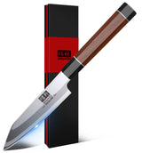 SHAN ZU 3.75 Inch Japanese Paring Knife, 9 Layers 10Cr15MoV High Carbon Steel Small Kitchen Knife, Ultra Sharp Fruit Sashimi Knife with Red Sandalwood Handle, Gifts for Women & Men