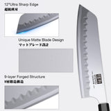 SHAN ZU 7 Inch Japanese Chef Knife, 9 Layers 10Cr15MoV High Carbon Steel Professional Kitchen Knife, Sharp Cooking Knife with Ergonomic Red Sandalwood Handle, Meat Cutting Sashimi Santoku Knife