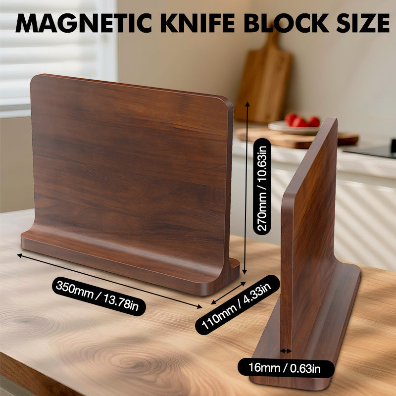 Double-Sided Magnetic Knife Block｜Natural Acacia Wood｜Elegant and Durable
