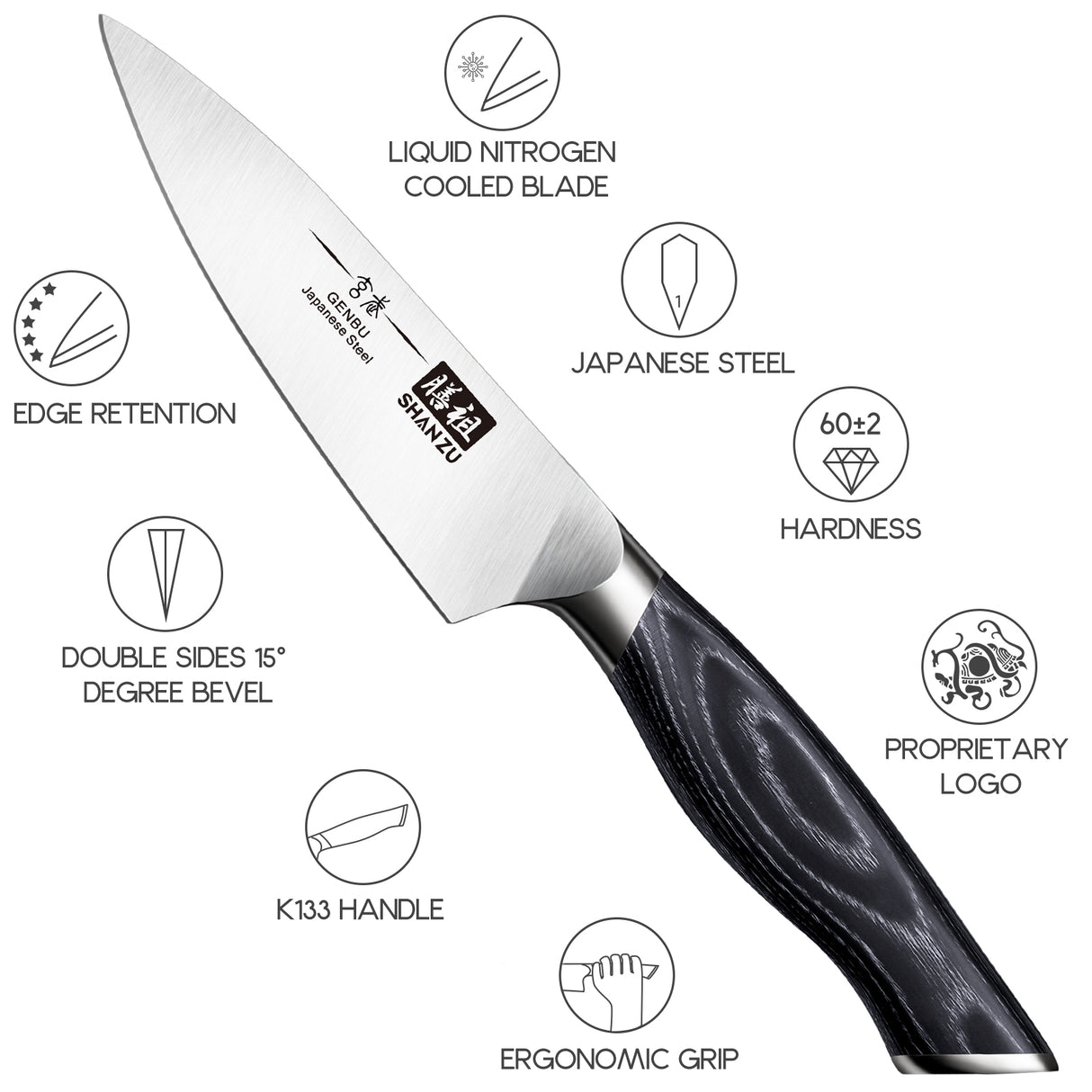 SHAN ZU 3.75 Inch Paring Knife | Genbu Series