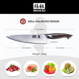 SHAN ZU 8” High Carbon Japanese Culinary Chef Knife | Japanese High Carbon Steel Knife with Ergonomic Handle