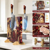 White Tiger Series | Double-Sided Magnetic Knife Block - Red Stabilized Wood Edition