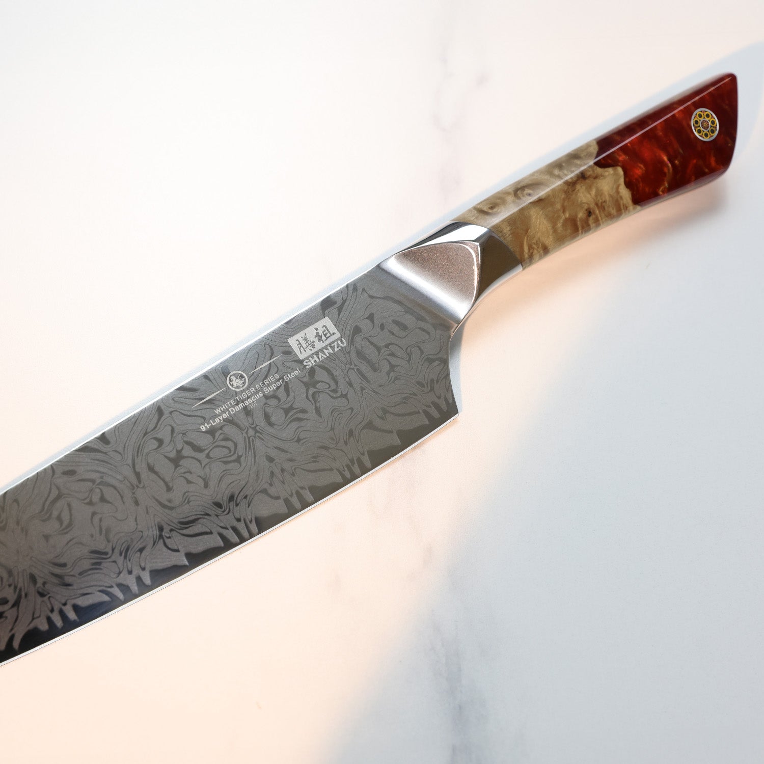 SHAN ZU WHITE TIGER | SG2 Damascus Chef Knife + Magnetic Knife