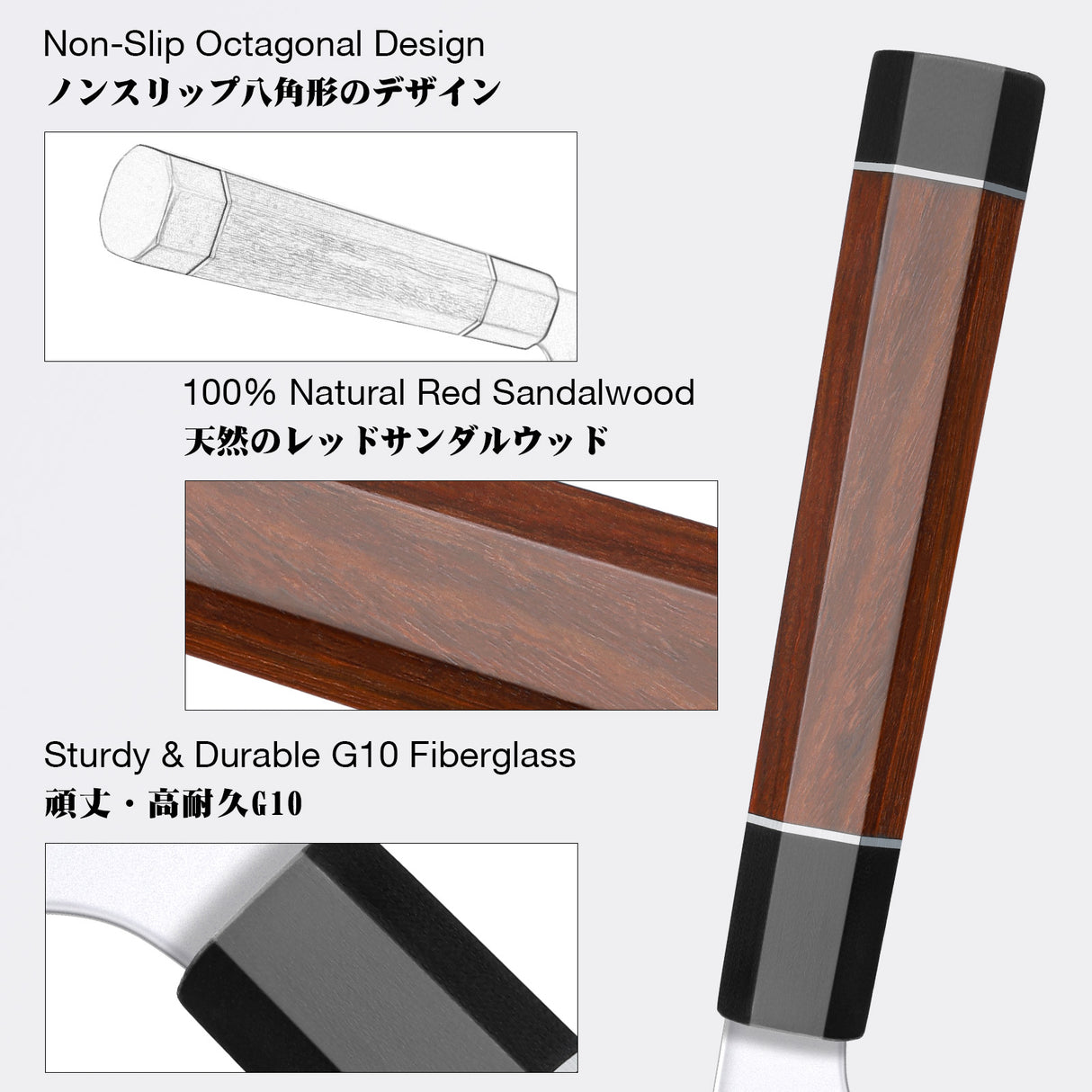 SHAN ZU 10 Inch Japanese Sushi Knife, 9 Layers 10Cr15MoV High Carbon Steel Sashimi Knife, Sharp Cutting Yanagiba Knives with Red Sandalwood Handle for Sushi Making, Slicing & Fish Knives
