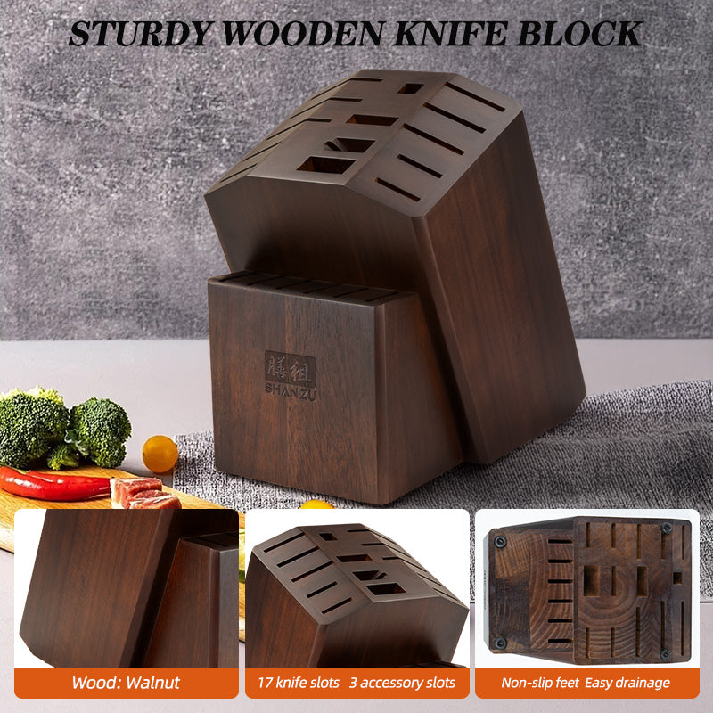 Okinawa Series| 21 PCS Knife Block Set with Ergonomic Pakka Wood Handle