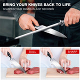 SHAN ZU 8" Professional Honing Steel for Chef Cooking Knives | Best Knife Sharpener Rod