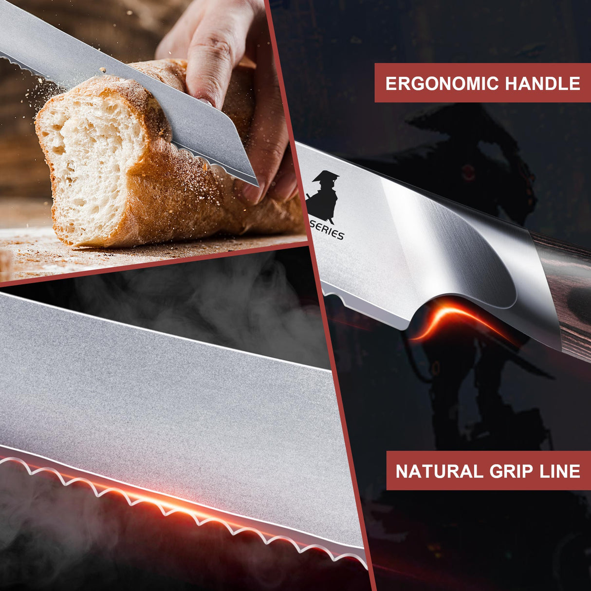 SHAN ZU 8” High Carbon Bread Knife | Serrated Bread Knife for Homemade Bread