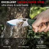 SHAN ZU Pocket Knife 3.2 in, Powder Steel Blade EDC Folding Knife for Men & Women, Utility Survival Knife with G10 Handle & Pocket Clip for Camping Fishing Hiking Hunting - Green
