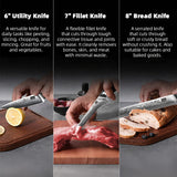 SHAN ZU PRO 9-PCS Knife Set with Magnetic Knife Block + 7-PCS Steak Knives